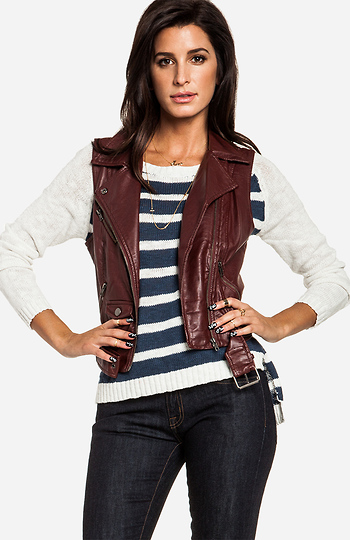 BB Dakota Anne Leatherette Vest in Burgundy | DAILYLOOK