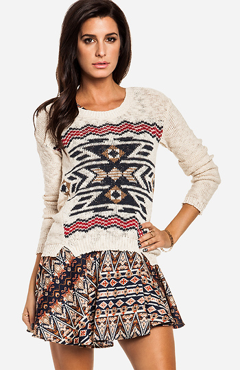 Tribal Print Cotton Sweater Slide 1