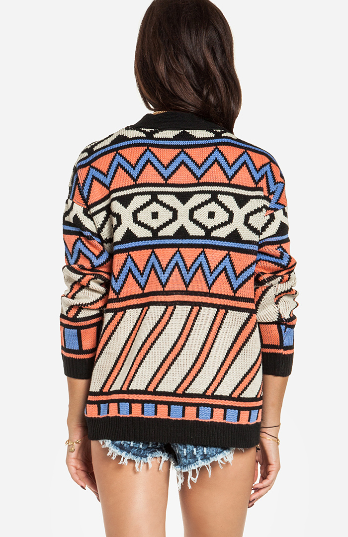 Colorful Aztec Cardigan in Floral Multi DAILYLOOK