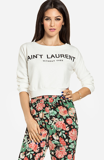 Aint' Laurent Cropped Sweatshirt Slide 1