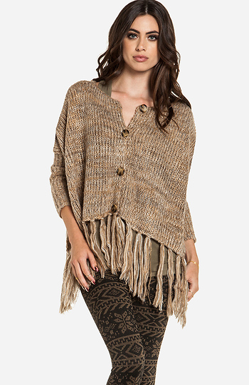 Lucca Couture Oversized Fringed Cardigan Slide 1