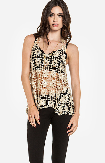 RAGA Metallic Crochet Lace Tank Slide 1