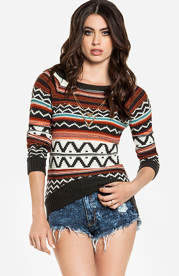 Zigzag Stripe Sweater Slide 1