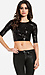 Short Sleeve Sequin Crop Top Thumb 1