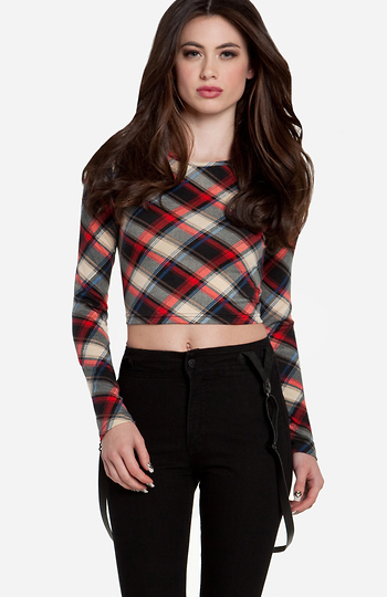 Glamorous Tartan Plaid Crop Top Slide 1