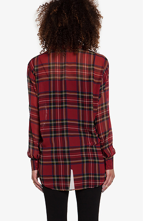 Plaid chiffon blouse top