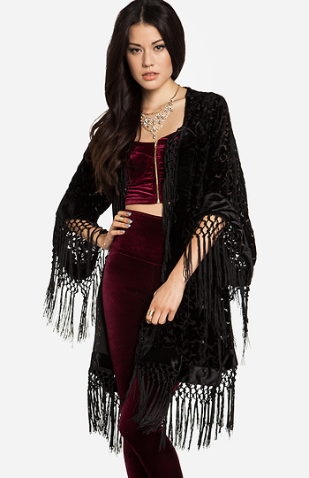 Glamorous Velvet Burnout Kimono Slide 1