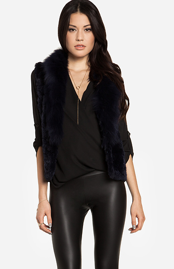 H Brand Sofia Sheared Rabbit Fur Vest Slide 1