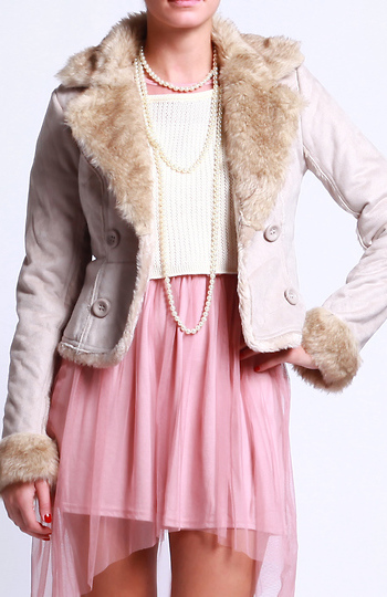 Faux Fur Collar Jacket Slide 1