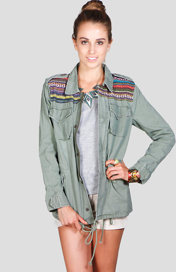 Aztec Detailed Cargo Jacket Slide 1