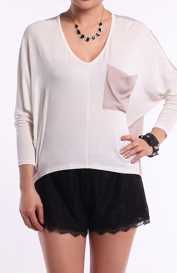 Color Block Batwing Top Slide 1