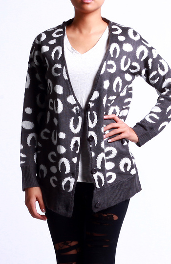 Oversized Leopard Print Cardigan Slide 1