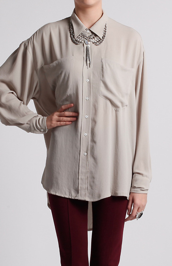Oversized Reverse Cut Out Shirt Slide 1
