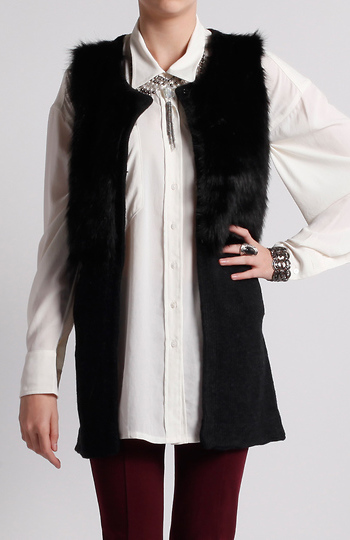 Faux Fur Mix Knitted Gilet Slide 1