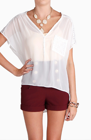 Lace Shoulder Top Slide 1