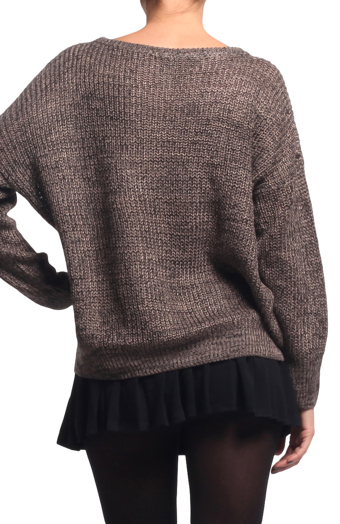 Drop Sleeve Knit Sweater in Brown DAILYLOOK