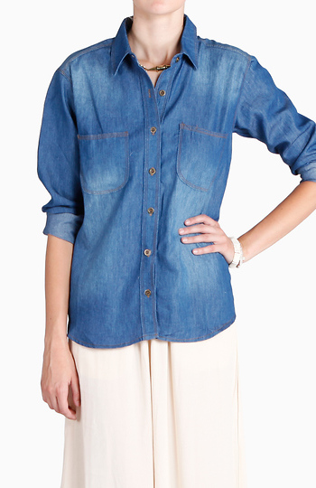 Denim Button Down Top Slide 1