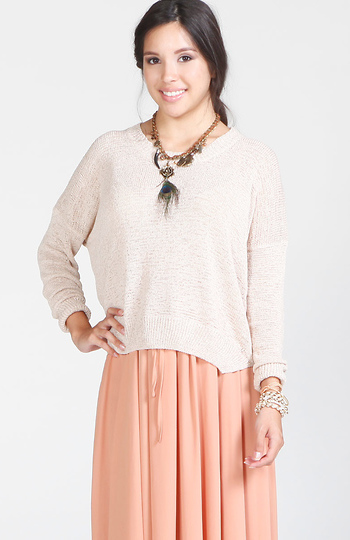 Open Knit Split Sweater Slide 1