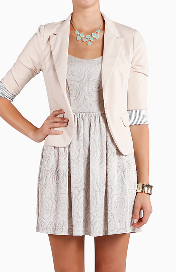 White Striped Cuff Blazer Slide 1