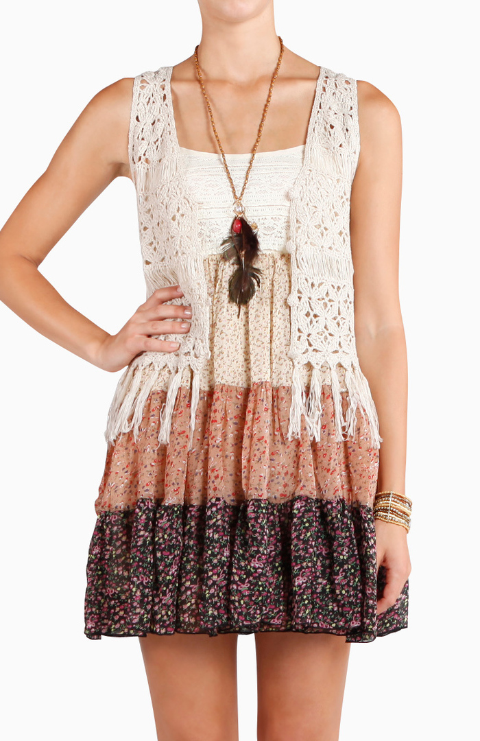 Crochet Fringe Vest by Cecico