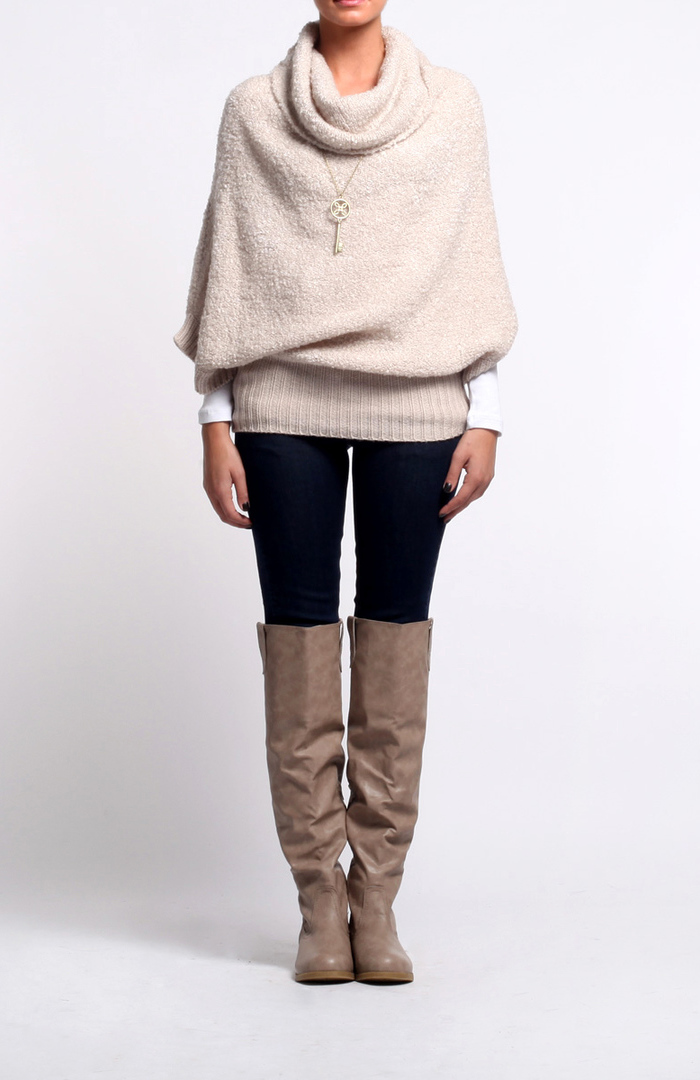 Boucle Cowl Neck Sweater by Lumiere