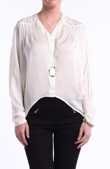 Blouse with Lace Shoulders Slide 1