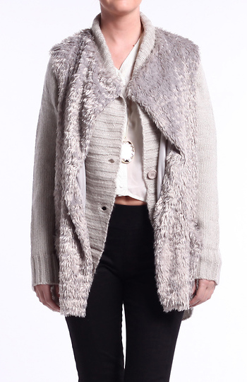 Grey Faux Fur Gilet Slide 1