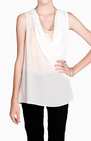 Diagonal Two Tone Cowl Top Slide 1