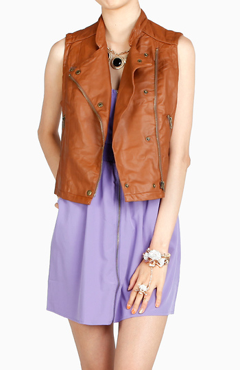 Moto Girl Leather Vest Slide 1