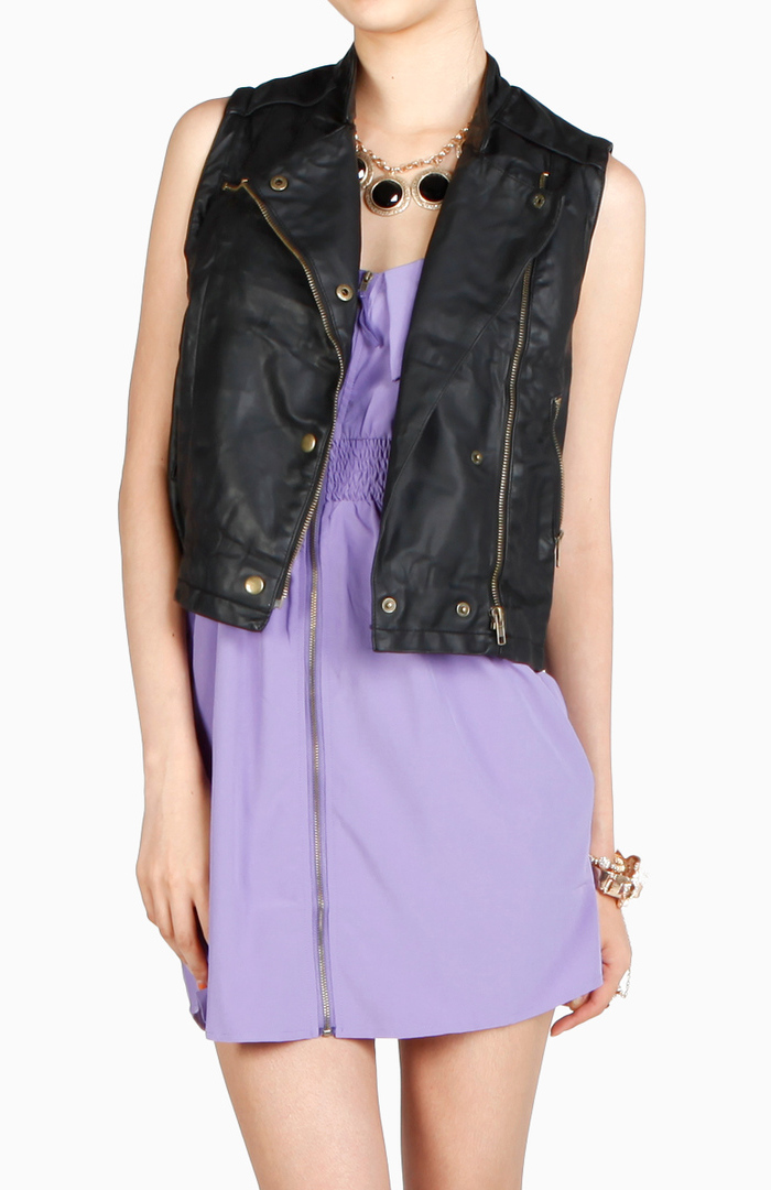 Moto Girl Leather Vest in Black DAILYLOOK