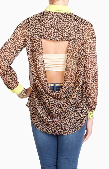 Electric Leopard Print Backless Top Slide 1