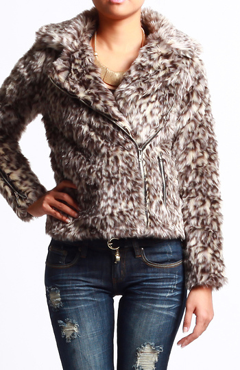 Leopard Faux Fur Coat Slide 1