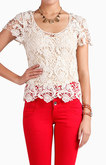 Cotton Doily Lace Top Slide 1
