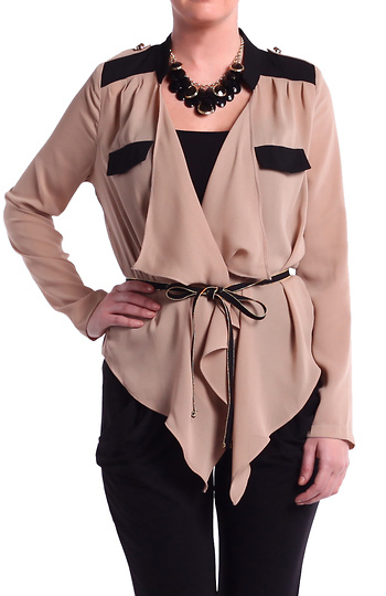 Color Block Top with Contrast Belt Slide 1
