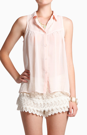 Sleeveless Button Down Top Slide 1