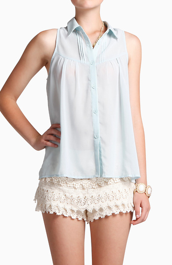 Sleeveless Button Down Top Slide 1