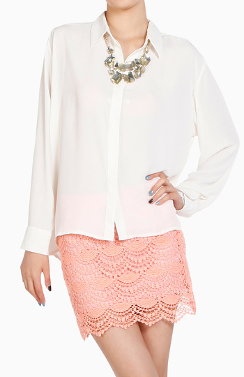 Chic Placket Button Down Top Slide 1