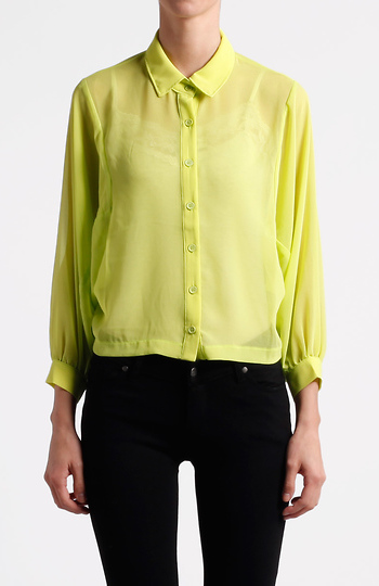 Sheer Batwing Collar Blouse Slide 1