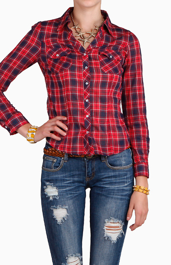 Western Plaid Button Down Slide 1