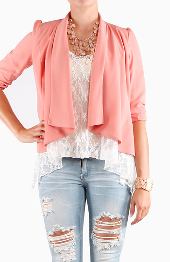 Pink Draped Jacket Slide 1