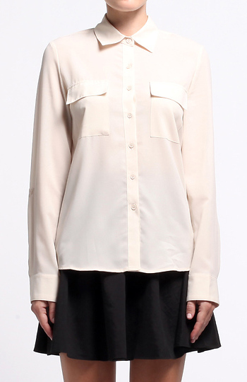 Sheer Button Up Blouse Slide 1
