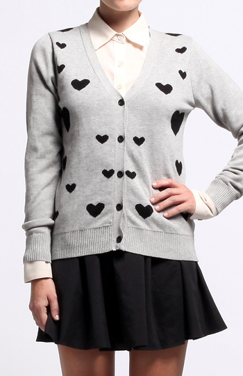 Heart Print Cardigan Slide 1