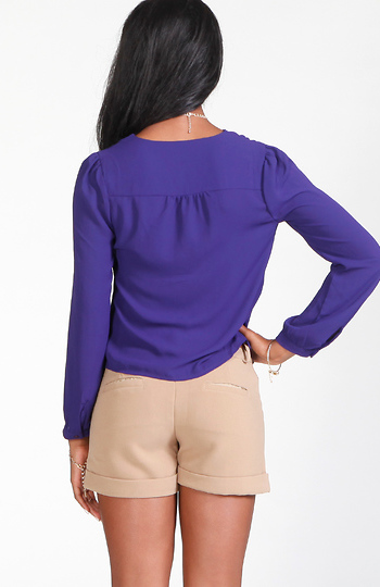 royal blue button down blouse
