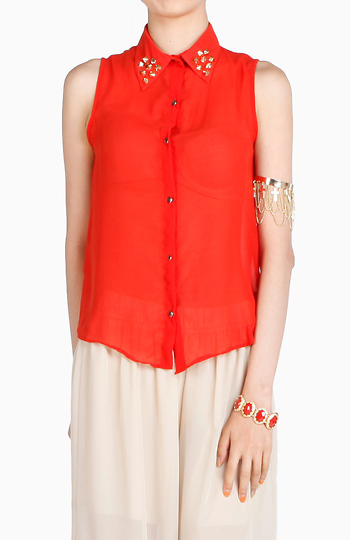 Gold Spike Collar Top Slide 1