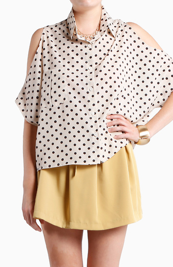 Polka Dot Cut Out Top Slide 1
