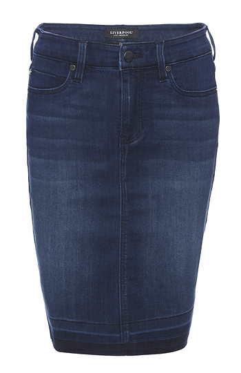 Liverpool Denim Pencil Skirt Slide 1