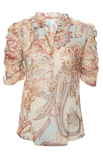 Shirred Sleeve Printed Top Slide 1