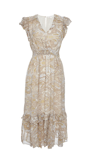 Ruffle Sleeve Printed Midi Dress Slide 1