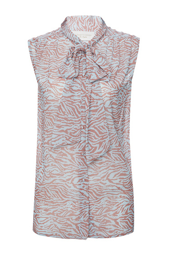 Elizabeth Crosby Animal Print Tie Neck Top Slide 1