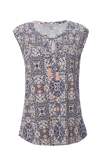 Daniel Rainn Tassel Tie Printed Top Slide 1